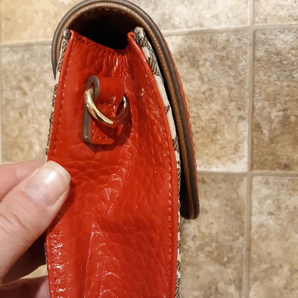 DKNY Jacquard Fabric Convertible Leather Clutch Logo Bag. - Picture 8 of 8